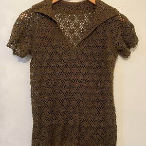 Handmade brown crochet polo shirt 🧶